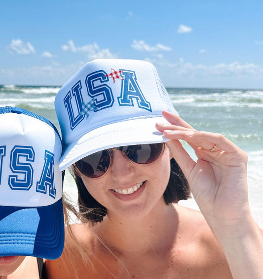 USA & Star Patchwork Trucker Hat, Summer Time, Beach Trip, Fourth of July, July Fourth, Independence Day, Otto Premium Foam Trucker Hat